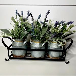 Farmhouse rustic grey lavender faux house plant